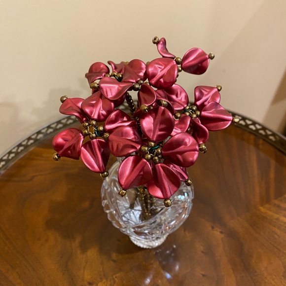 Christmas decor New Handmade beaded burgundy color flowers stems Christmas decor - Picture 2 of 5